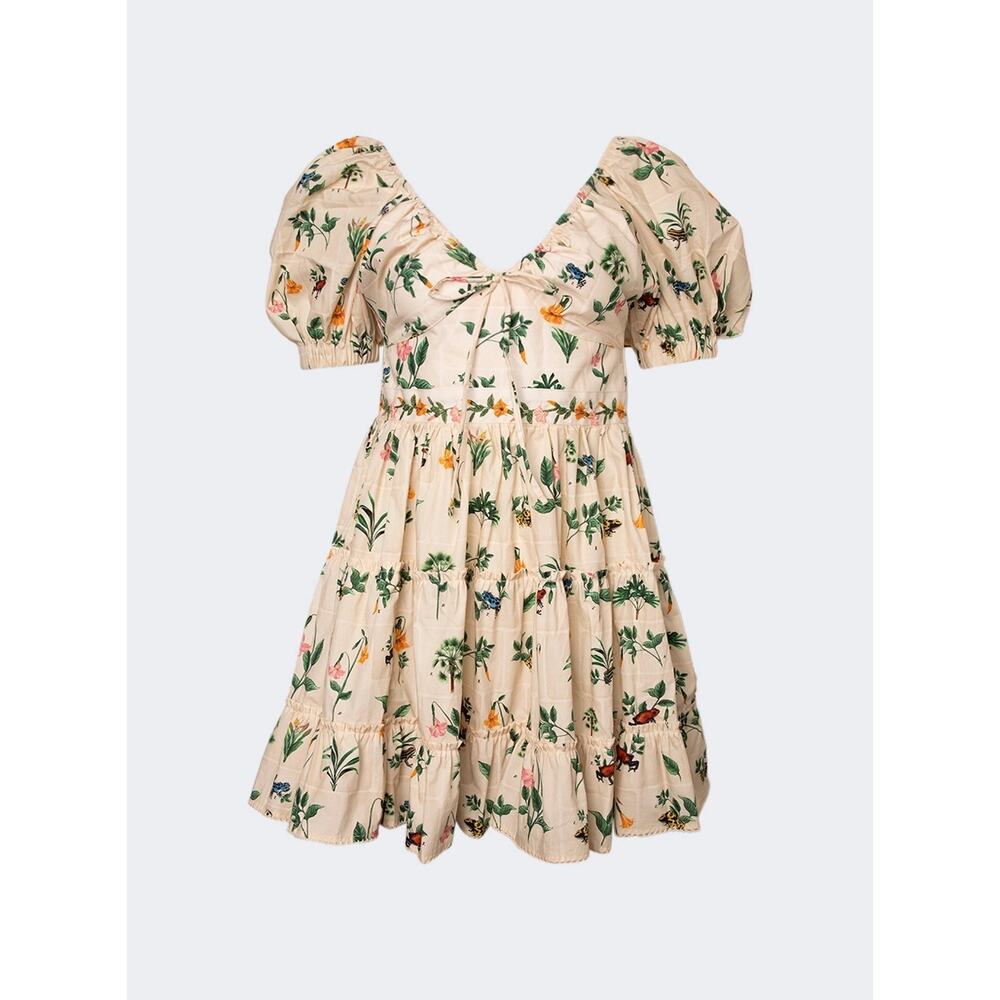 Agua By Agua Bendita NWT Puff Sleeve Manzanilla Ranas Cotton Mini Dress XS